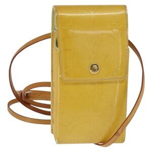 LOUIS VUITTON Monogram Vernis Walker Wallet Lime Yellow LV Auth BA6985